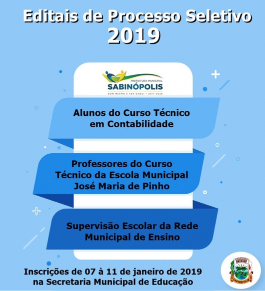 OPORTUNIDADE: Inscrições para processo seletivo para áreas da educação em Sabinópolis estão abertas