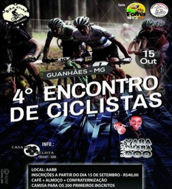 IMPERDÍVEL: 4° Encontro de Ciclistas acontece neste domingo em Guanhães O evento conta com o apoio da Rádio Folha FM