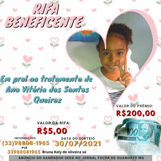 SOLIDARIEDADE: Amigos e familiares realizam rifa beneficente em prol de criança guanhanense em tratamento de Leucemia na Capital