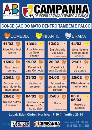 Conceição do Mato Dentro: Campanha de Popularização do Teatro e da Dança chega à cidade