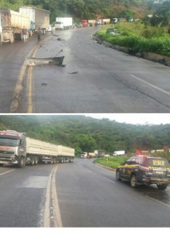 Acidente com morte e óleo espalhado na pista fecham a BR-381