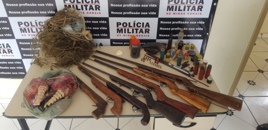 Polícia Militar de Meio Ambiente apreende armas de fogo, material para pesca predatória e animais silvestres abatidos em Coroaci