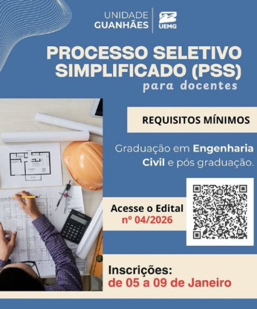 UEMG Guanh&atilde;es abre Processo Seletivo para Docentes em Engenharia Civil