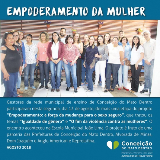 Capacitação sobre igualdade de gênero e o fim da violência contra as mulheres é realizada em Conceição do Mato Dentro