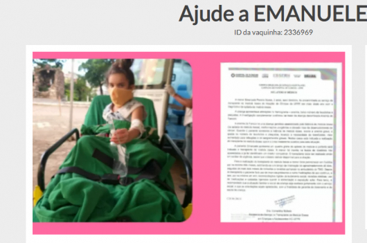 SOLIDARIEDADE: CAMPANHA AJUDE A EMANUELE!