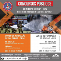 Corpo de Bombeiros Militar – MG abre inscrições para concurso público, com oferta de 166 vagas de nível médio