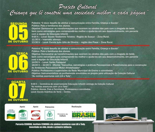 Projeto Cultural “Criança que lê constrói uma sociedade melhor a cada página” chega a Coluna