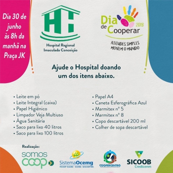 Participe do Dia de Cooperar neste sábado com ação em prol do H.I.C