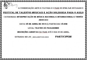 Cultura e criatividade: Abertas as inscrições para o Festival de Talentos 2016 do IFMG/SJE