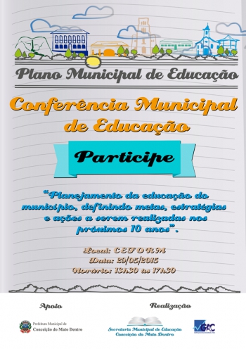 Conceição do Mato Dentro realiza nesta sexta a Conferência Municipal de Educação