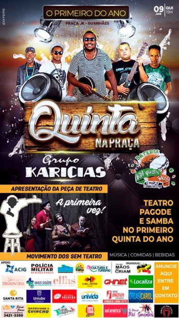 Hoje é dia do primeiro Quinta na Praça do ano, já em clima de CARNAVAL! Confira o que vai rolar...