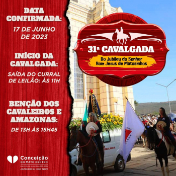Prefeitura de Conceição do Mato Dentro confirma a tradicional Cavalgada no 236º Jubileu Bom Jesus de Matozinhos