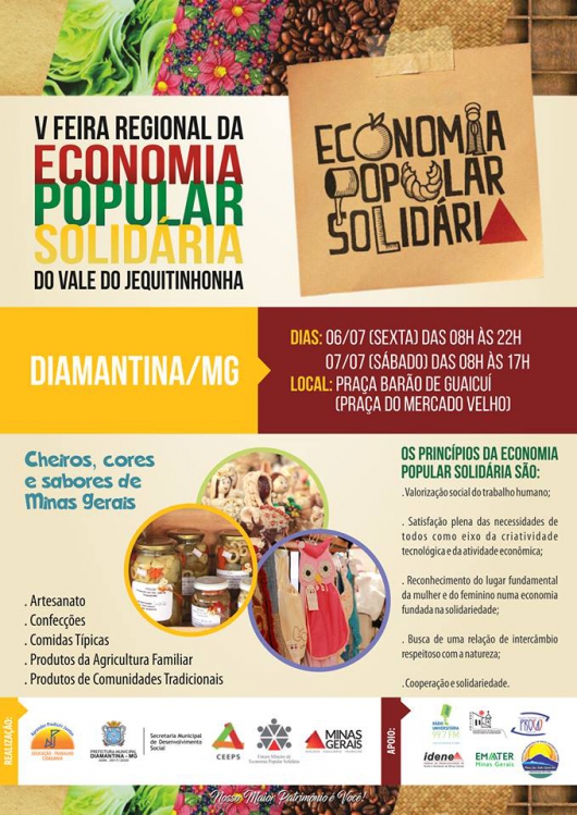 Diamantina vai realizar V Feira Regional Popular Solidária do Vale do Jequitinhonha