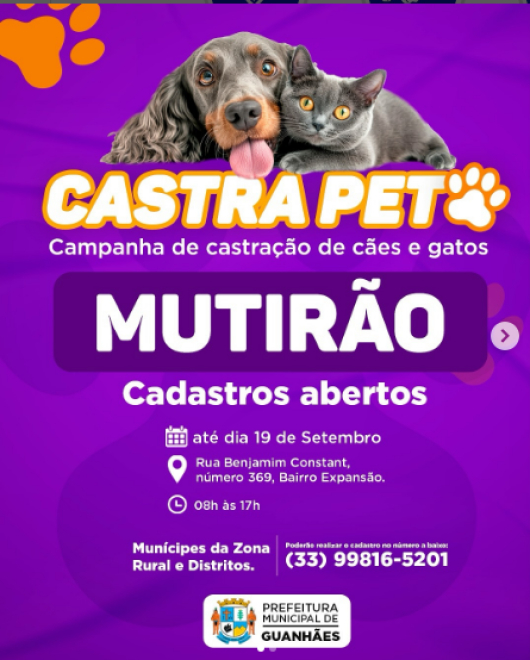 Guanhães terá mais um Mutirão de Castração “Castra Pet”