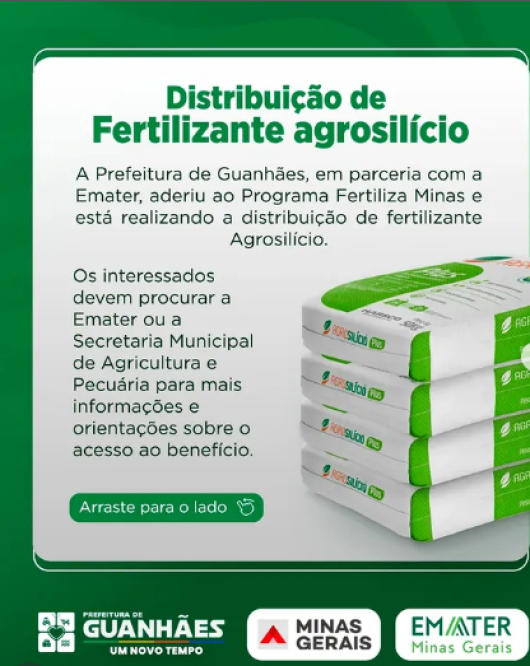 Munic&iacute;pio abre acesso ao programa de distribui&ccedil;&atilde;o gratuita de AgroSil&iacute;cio para agricultores familiares