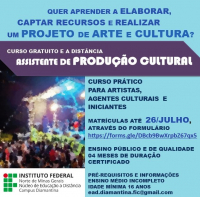 IFNMG Diamantina abre matriculas para curso gratuito de ‘Elaboração de Projetos e Noções Básicas de Produção Cultural’