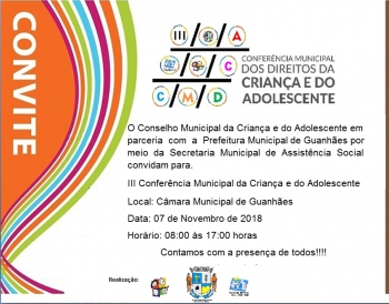 3° Conferência Municipal dos Direitos da Criança e do Adolescente é realizada hoje em Guanhães