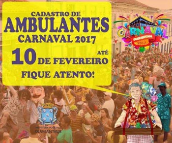 Diamantina abre cadastro de ambulantes para o Carnaval 2017