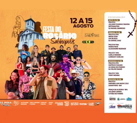 SABINÓPOLIS: Últimos dias da festa de agosto prometem com uma programação recheada de atrações e presença de artistas conhecidos nacionalmente