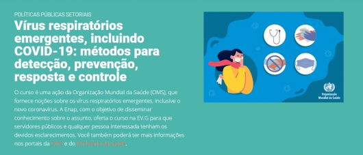 OMS e Enap oferecem curso gratuito sobre coronavírus