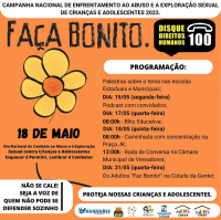 CONTRA O ABUSO E A EXPLORAÇÃO SEXUAL DE CRIANÇAS E ADOLESCENTES: Confira a programação do 18 de maio em Guanhães!
