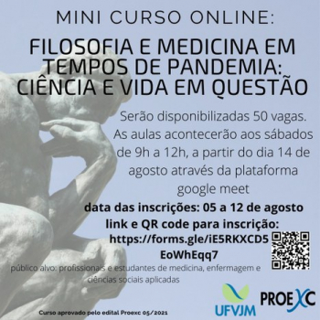 UFVJM oferta curso gratuito e virtual para profissionais e estudantes de ciências sociais e ciências da vida