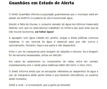 Guanhães em estado de Alerta