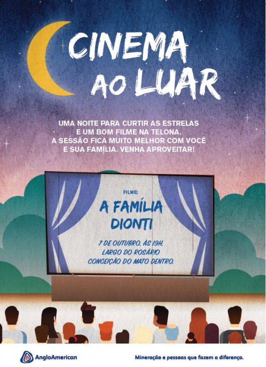‘Cinema ao Luar’ será realizado em Conceição do Mato Dentro neste final de semana