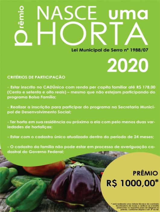 Serro cria “Prêmio Nasce uma Horta”