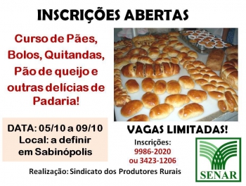 Abertas as inscrições para o curso de culinária em Sabinópolis