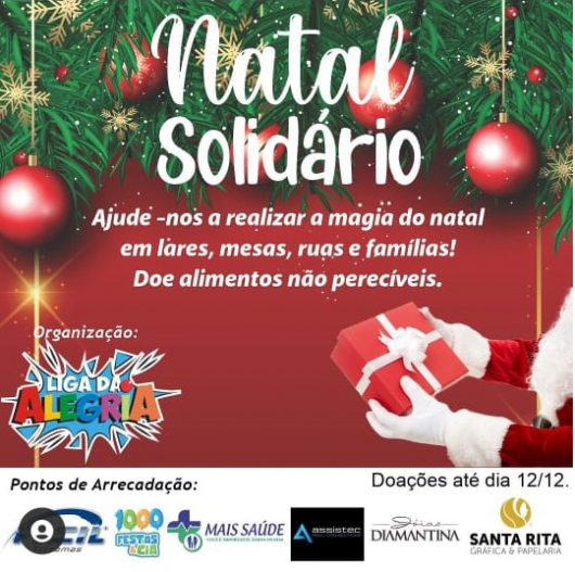GUANHÃES: Doações de alimentos para a Campanha ‘Natal Solidário’ da Liga da Alegria devem ser feitas até este sábado
