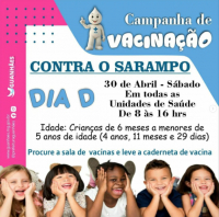 Dia D de vacinação contra o Sarampo e a Influenza acontece neste sábado em Guanhães