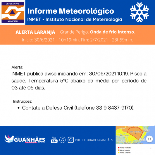 DEFESA CIVIL alerta sobre frio intenso na região de Guanhães