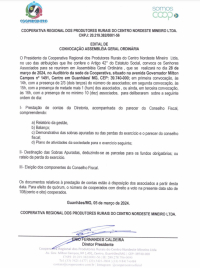EDITAL DE CONVOCA&Ccedil;&Atilde;O ASSEMBLEIA GERAL ORDIN&Aacute;RIA - COOPERCENTRO