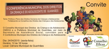 Guanhães sedia nesta sexta II Conferência Municipal dos Direitos da Criança e do Adolescente