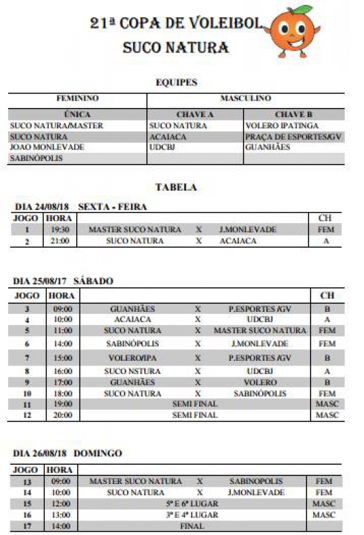 Time masculino adulto de Guanhães participa da 21ª Copa de Vôlei Suco Natura neste final de semana