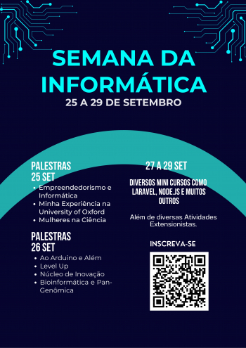 IFMG/SJE divulga programação da Semana da Informática, que acontecerá de 25 a 29 de setembro