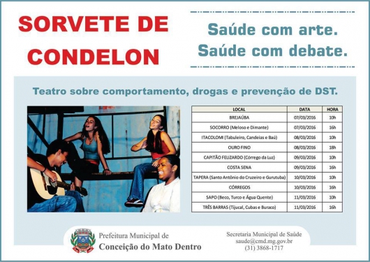 Saúde: distritos de Conceição do Mato Dentro recebem teatro sobre comportamento, drogas e prevenção a DST
