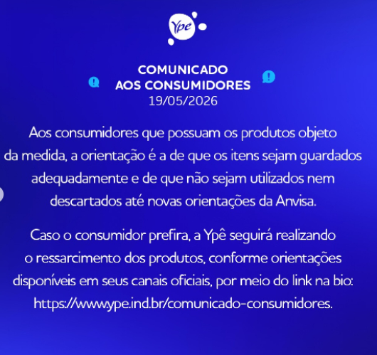 CASO YP&Ecirc;: Em novo comunicado, Empresa orienta consumidores a n&atilde;o usar nem descartar produtos de lote 1