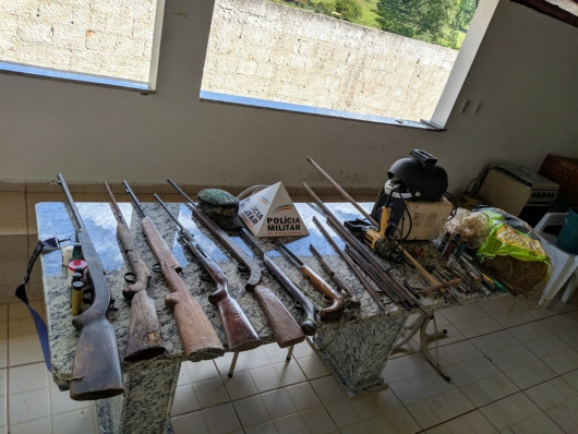 Armas de fogo, pássaros silvestres e materiais para pesca são apreendidos em São Pedro do Suaçuí