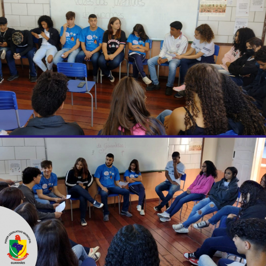 Alunos do Parlamento Jovem apresentam o programa a jovens da E.E. Odilon Behrens