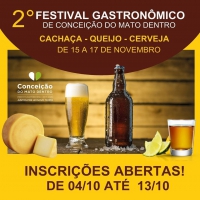 ATENÇÃO SERRANOS E CONCEICIONENSES: 2° Festival Gastronômico de Conceição está com inscrições abertas