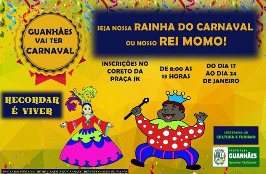 Guanhães divulga Programação do Carnaval 2018, mas banda ainda não foi confirmada, anuncia assessoria
