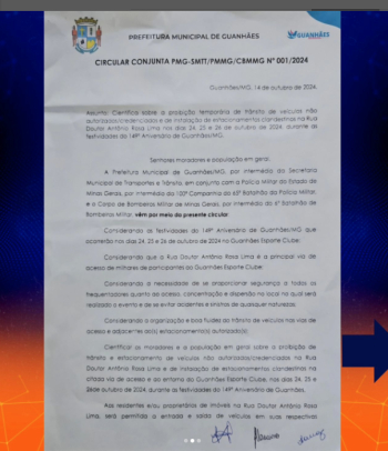 ANIVERSÁRIO DE GUANHÃES: Rua Doutor Antônio Rosa Lima será interditada a partir desta quinta-feira