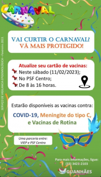 VAI CURTIR O CARNAVAL? Então vá mais protegido... Atualize seu cartão de vacinas!