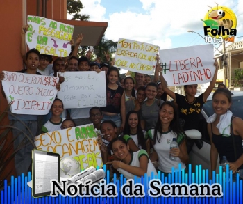 Mobilização: Estudantes do Instituto Federal de São João Evangelista realizam manifestação pelo subsídio do transporte escolar