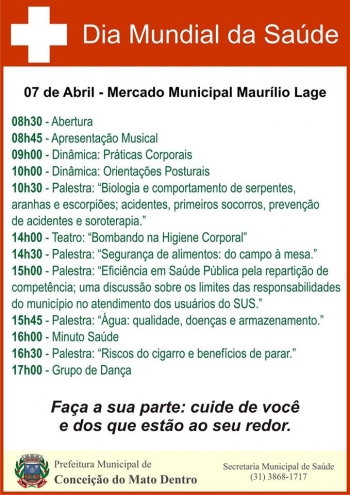 Para celebrar a data, em Conceição do Mato Dentro o dia é dedicado à saúde