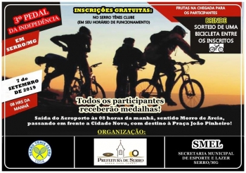 ESPORTE: Inscrições para o 3º Pedal da Independência no Serro terminam amanhã!