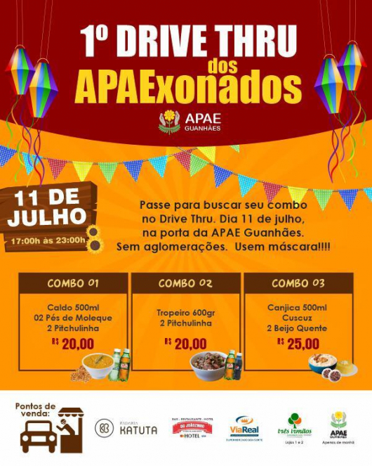 IMPERDÍVEL: Live Beneficente e ‘1º Drive Thru dos APAExonados’ acontece neste sábado