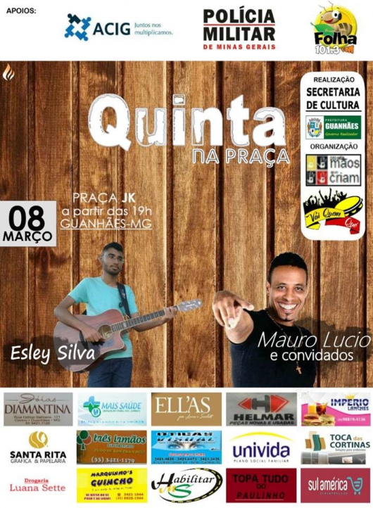 Hoje é dia de Quinta na Praça especial em comemoração ao Dia Internacional da Mulher! Confira as atrações da noite...